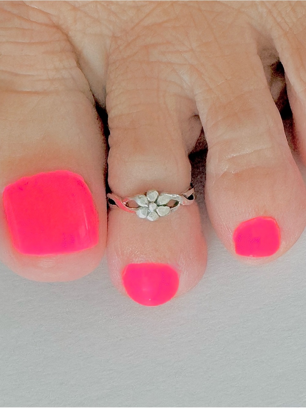 Sterling Silver Dainty Flower Toe Ring with Infinity, Floral Braid Silver Rings